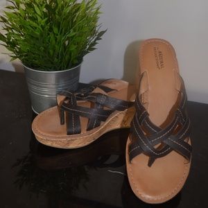 🌟Final🌟Leather wedged sandals